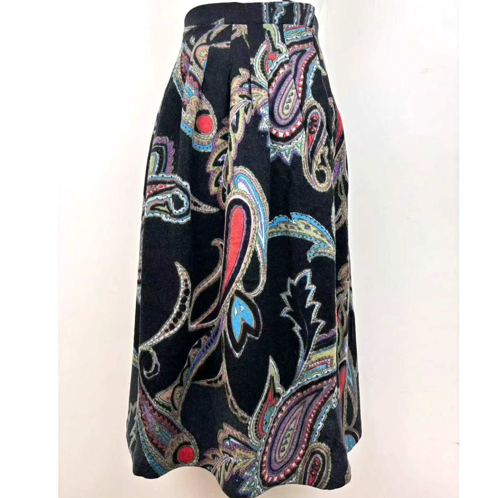 古着国风半裙长款中式保暖半身裙百搭夏裙（29-59）黑色复古印花