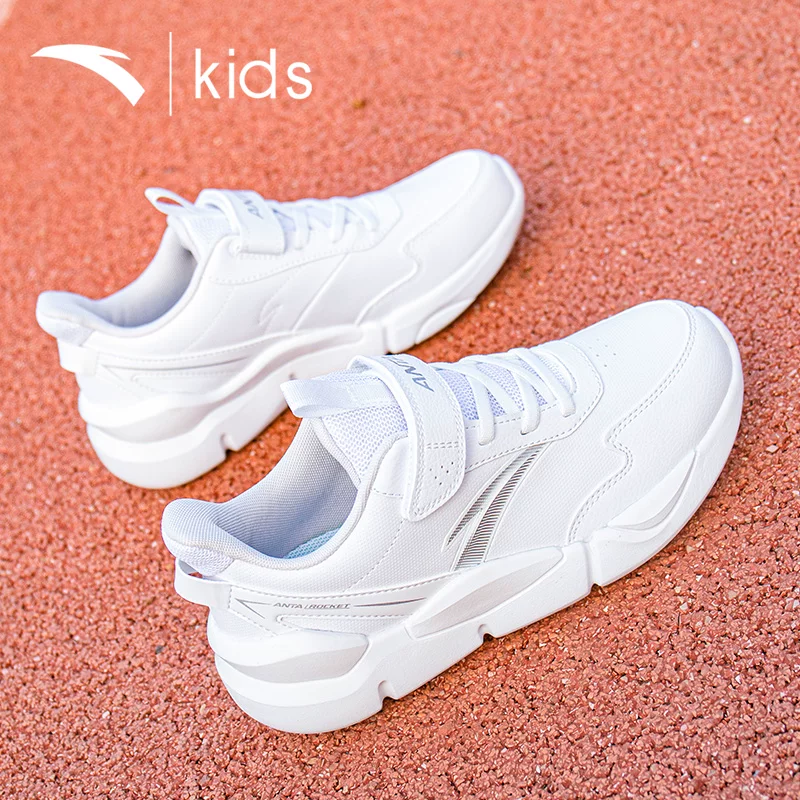 安踏童鞋男童白色运动鞋2026春季新款儿童魔术贴跑步鞋大童休闲鞋商品图