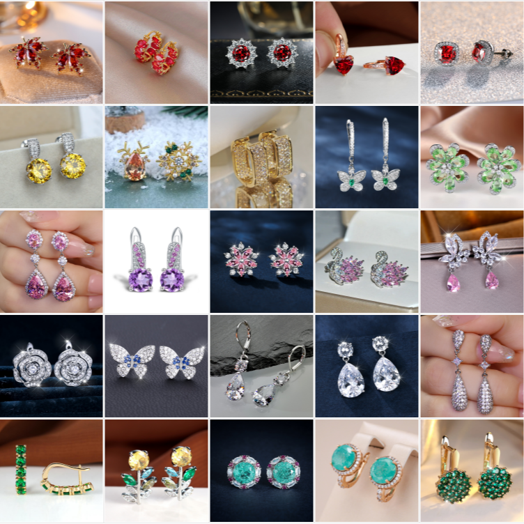 铜合金锆石耳饰 【C14高货彩盘】设计师款精致轻奢时尚甜美耳饰