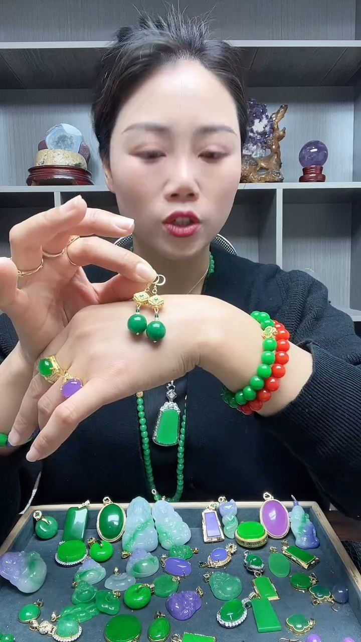 【闪购商品】翡翠耳饰14K金镶嵌耳饰