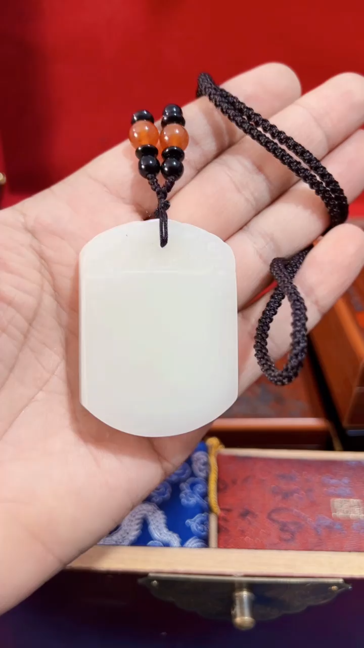 和田玉未镶嵌挂件和田 冰底祥云无事牌(飞铃文玩)