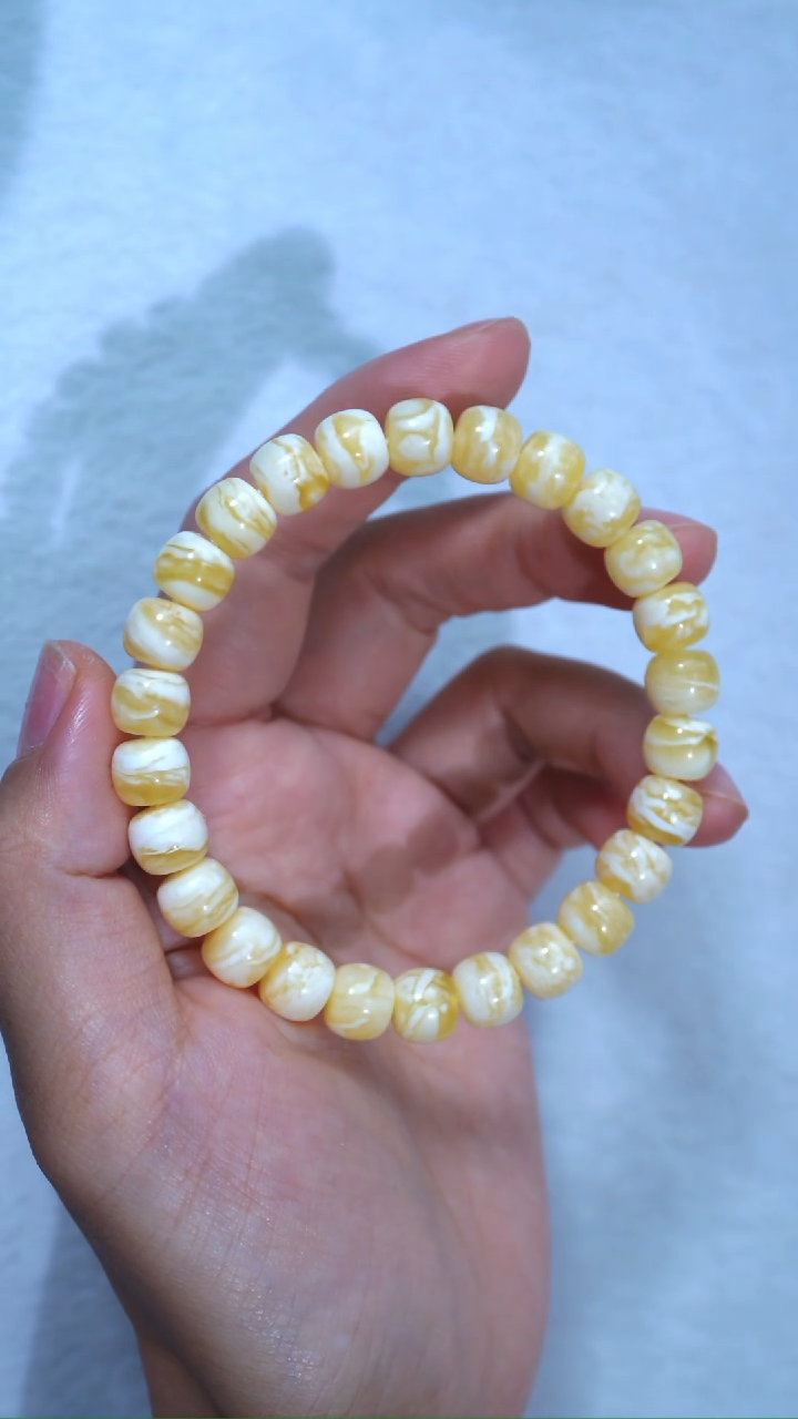 未镶嵌蜜蜡手链典藏级同料8.8mm金瓷白虎皮千层
