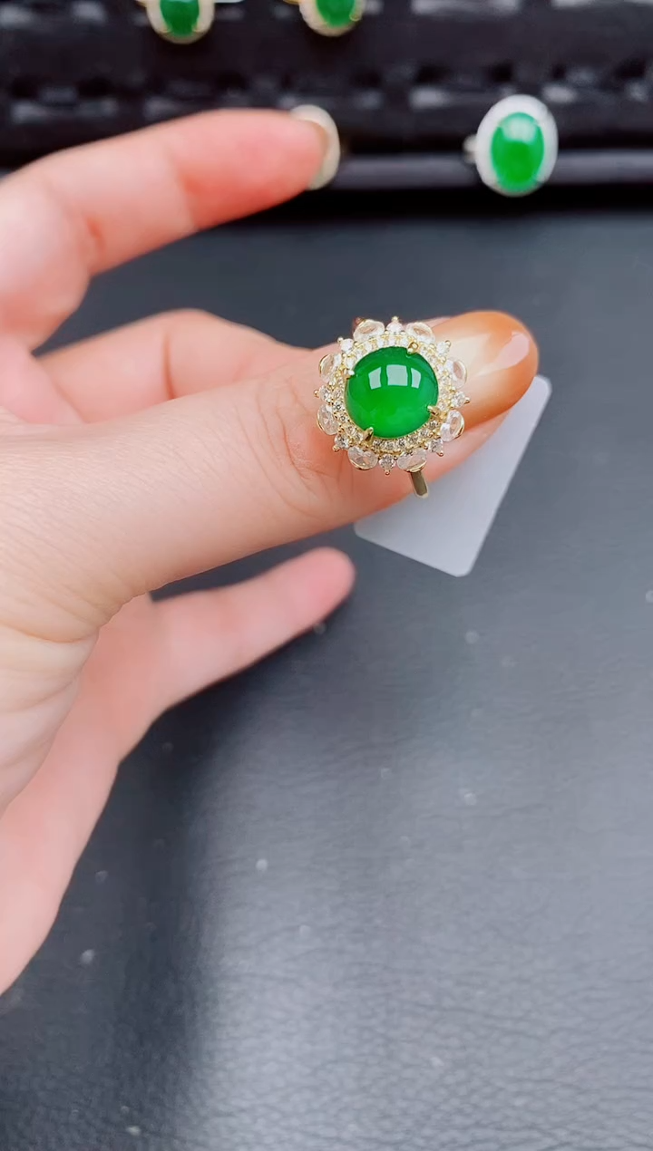 【闪购商品】翡翠戒指银S925镶嵌天然a货翡翠316