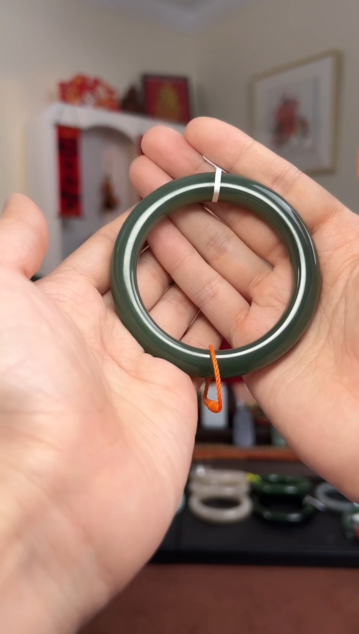 【闪购商品】和田玉S3-未镶嵌湖水绿手镯56mm