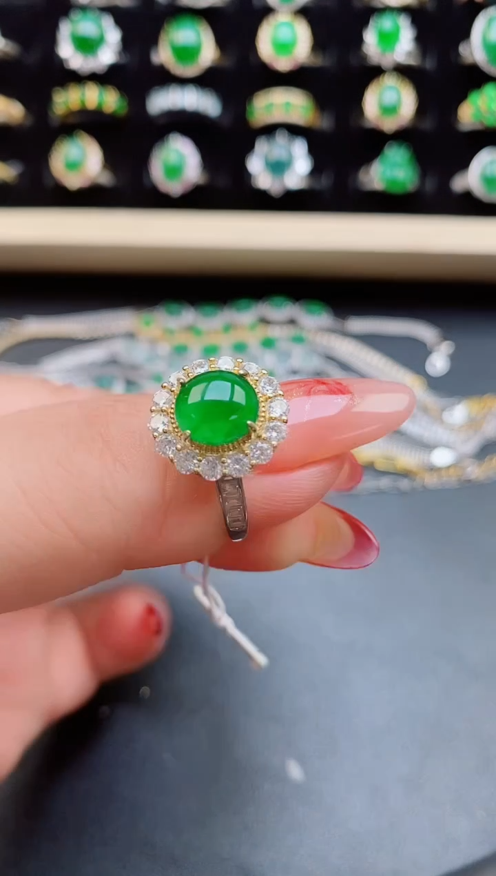 【闪购商品】翡翠戒指银S925镶嵌080550