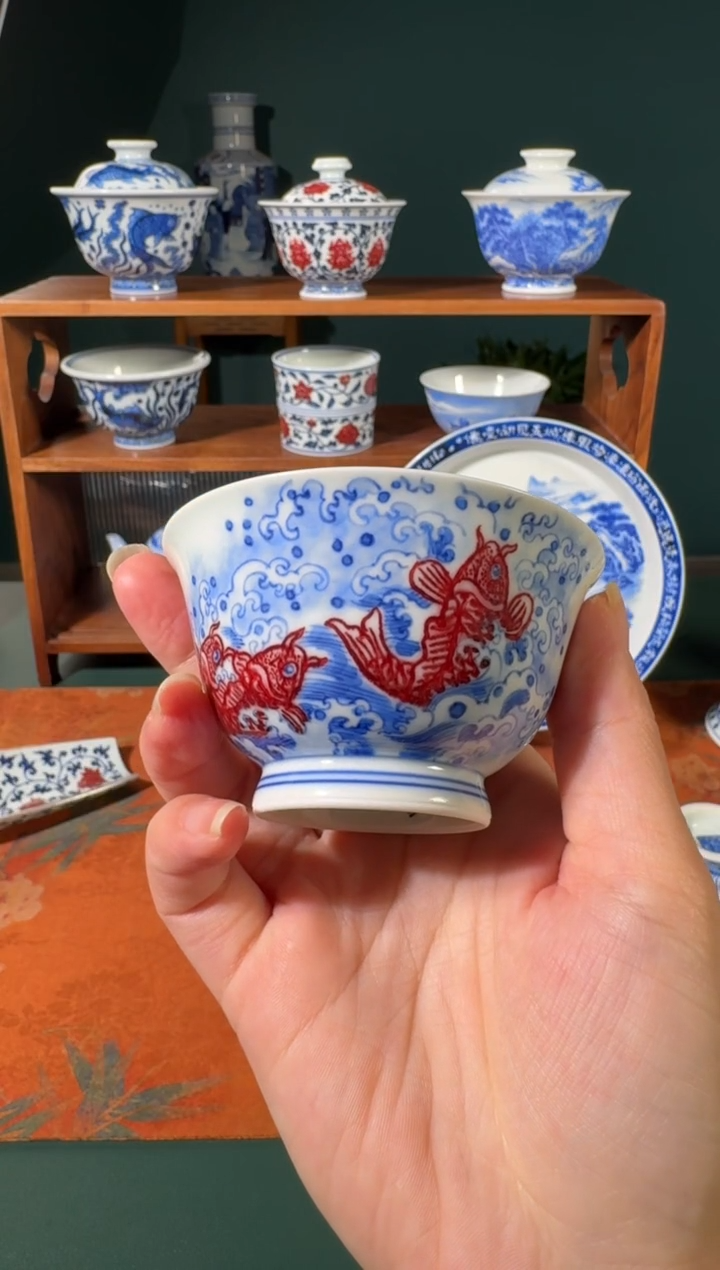 【闪购商品】杯永明尚玩鱼跃龙门撇口杯