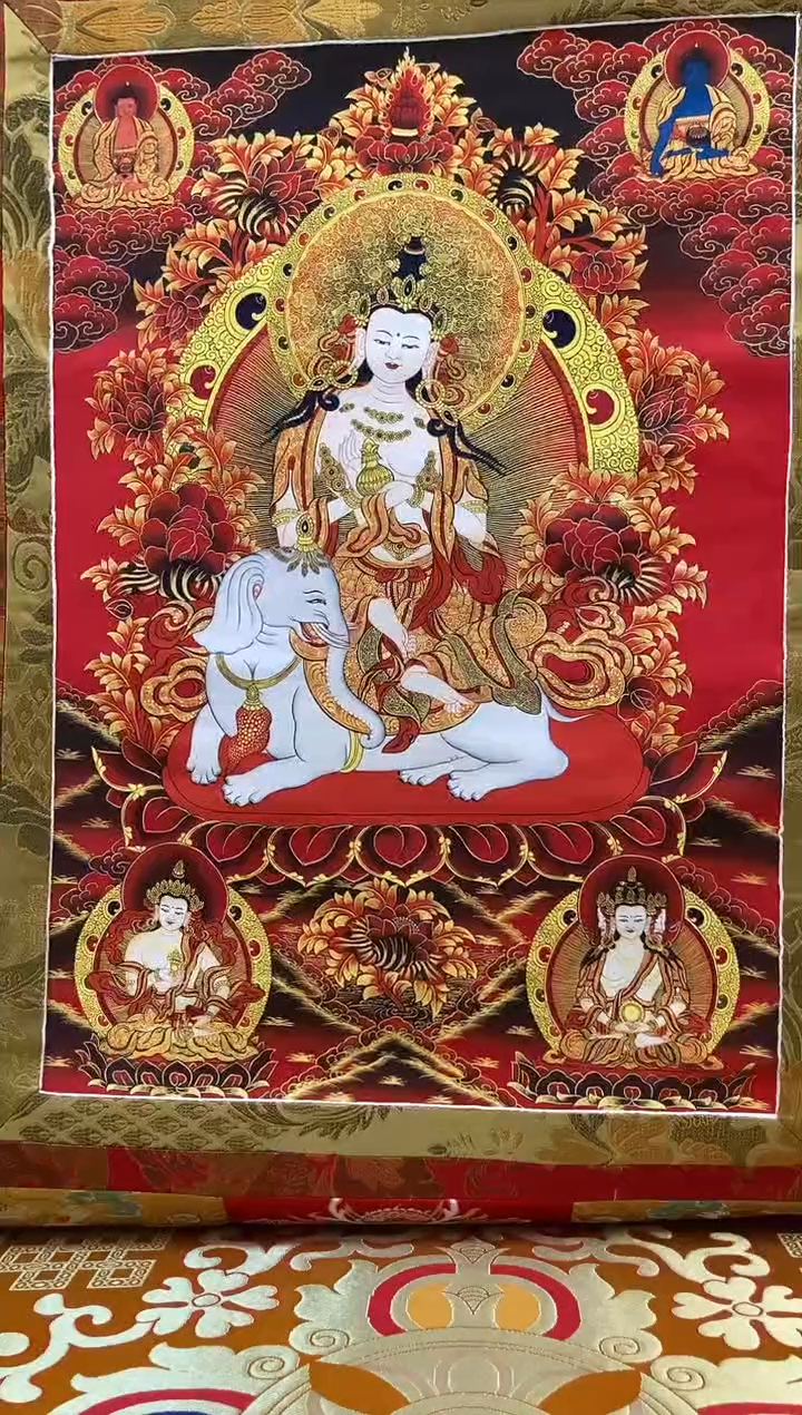 【闪购商品】卷轴画矿物质喷绘  普贤菩萨1.3m金色龙布