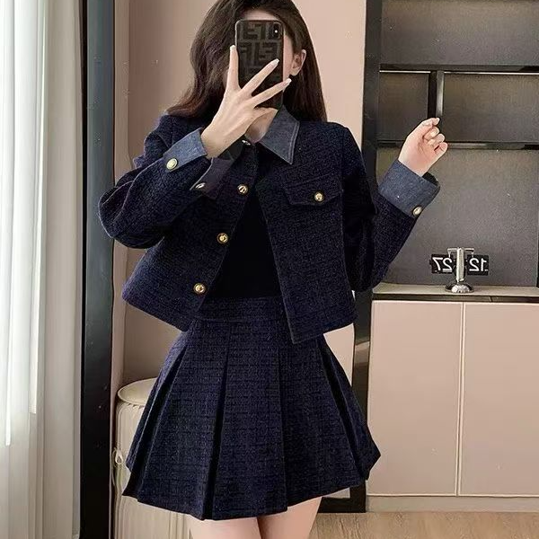 508小个子时尚套装长短款显瘦小香风上衣休闲风洋气套装高腰