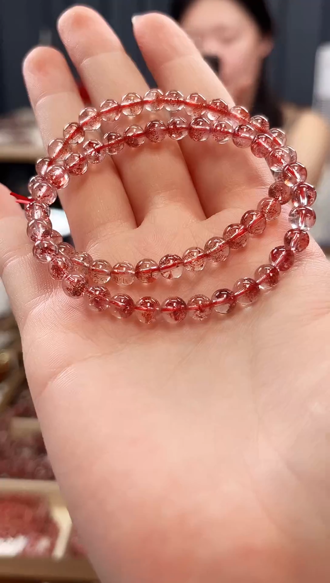 未镶嵌手串水晶金草莓超七单圈手串5mm【多样性发一】