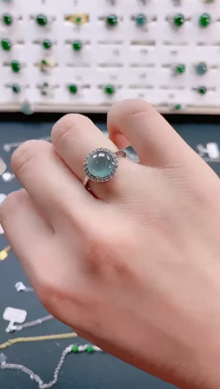 【闪购商品】翡翠戒指银S925镶嵌天然翡翠