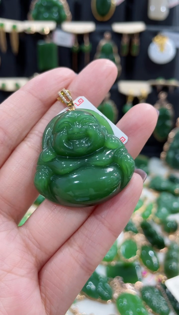 【闪购商品】和田玉（碧玉）颈饰18K金镶嵌佛公