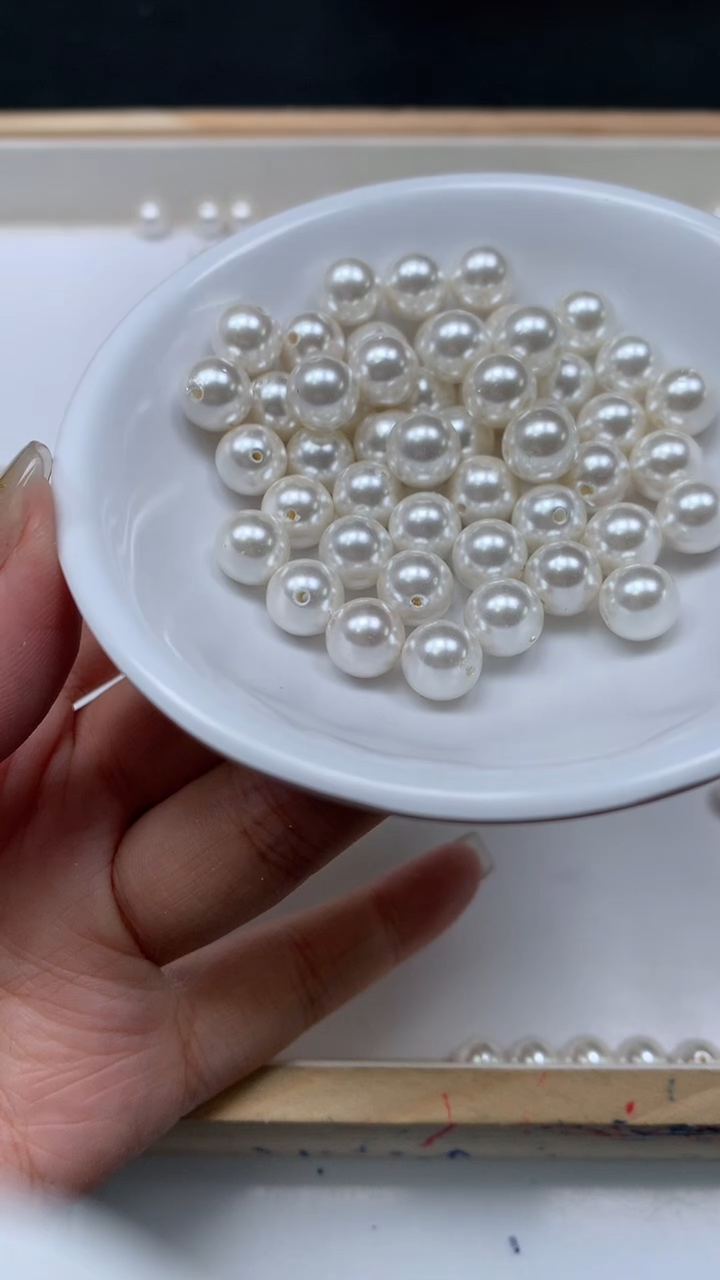 未镶嵌散珠拼合珍珠（马贝珠）B781 白贝珠8mm25个8.8元