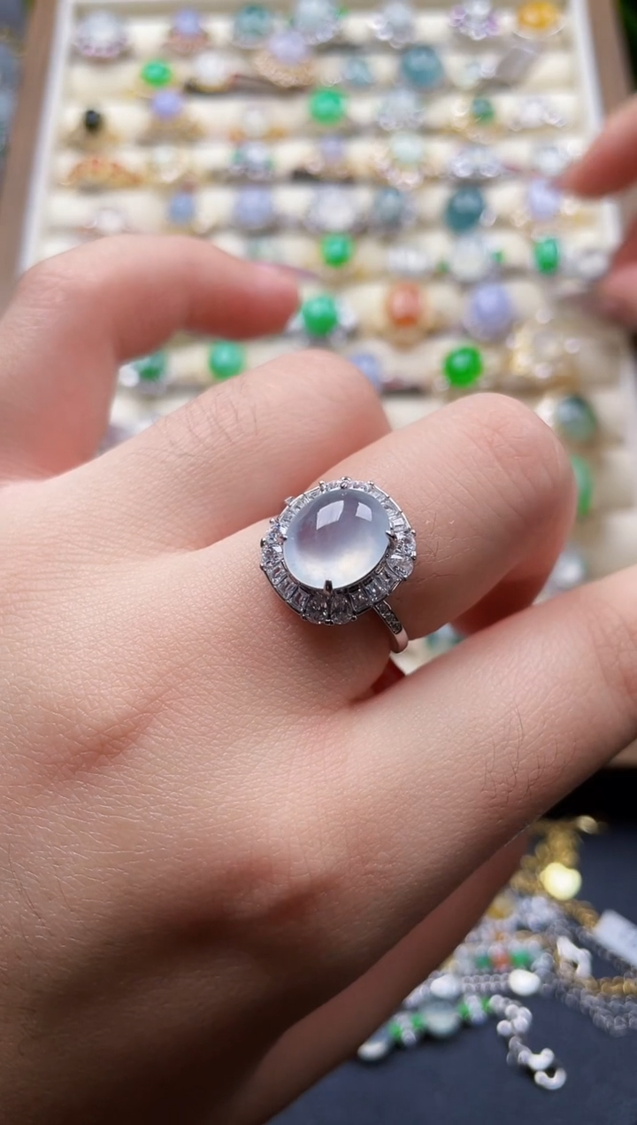 银S925镶嵌戒指翡翠又**天1