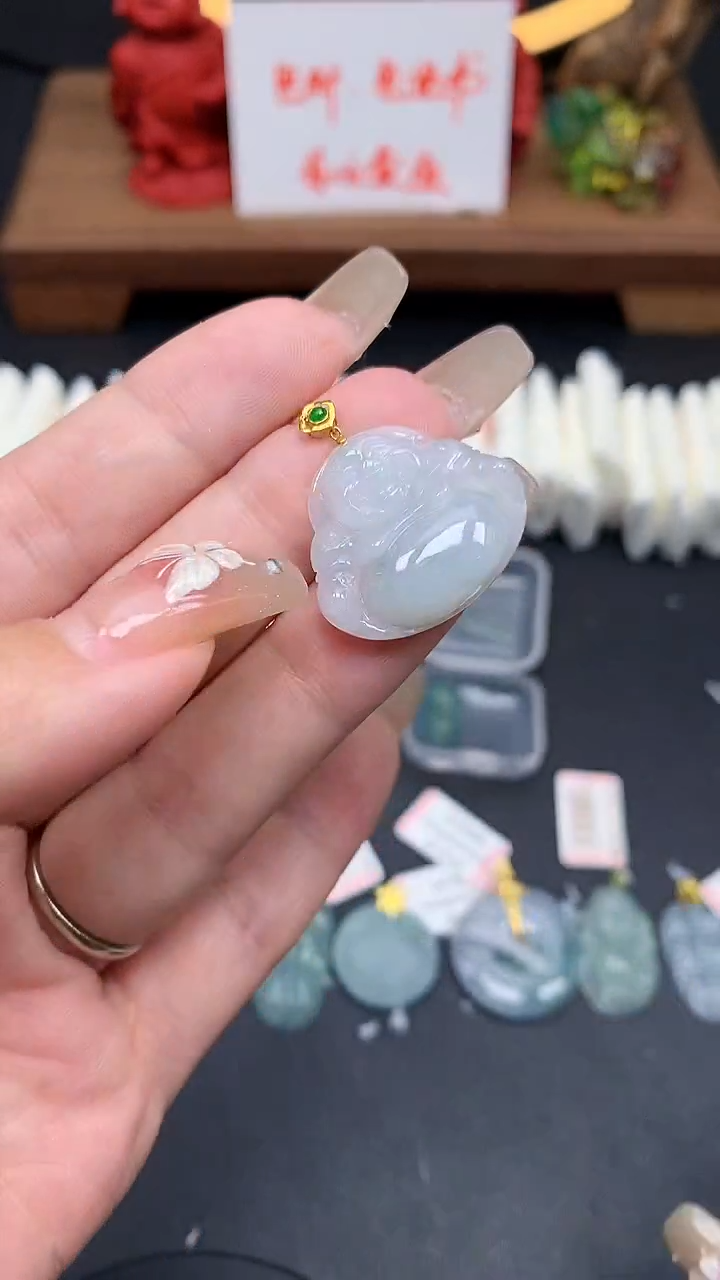 【闪购商品】翡翠吊坠(不含链)18K金镶嵌MS154974