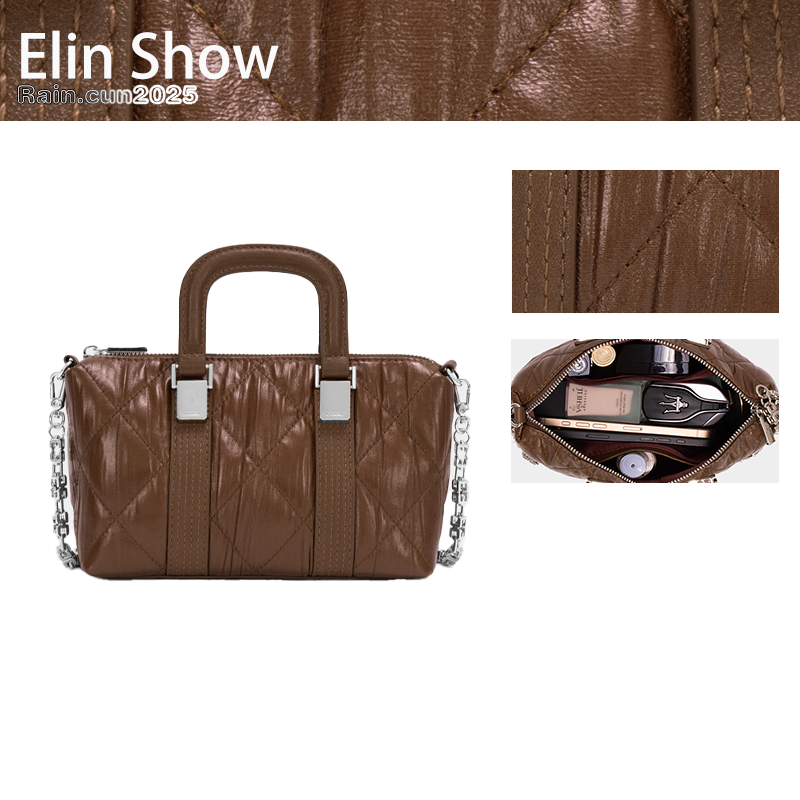 【Elin定制】2025年秋冬新款女包时尚设计单肩包ZT-D8036-泡芙棕