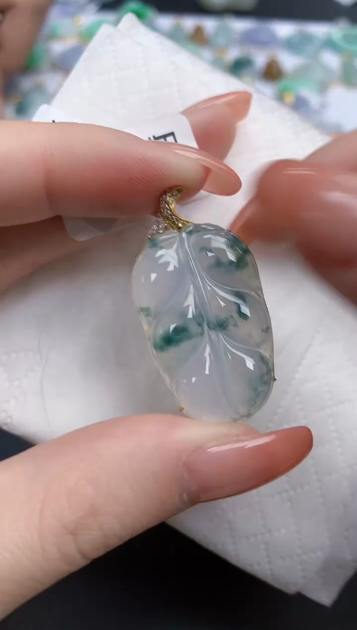 【闪购商品】翡翠颈饰18K金镶嵌天然缅甸翡翠A货