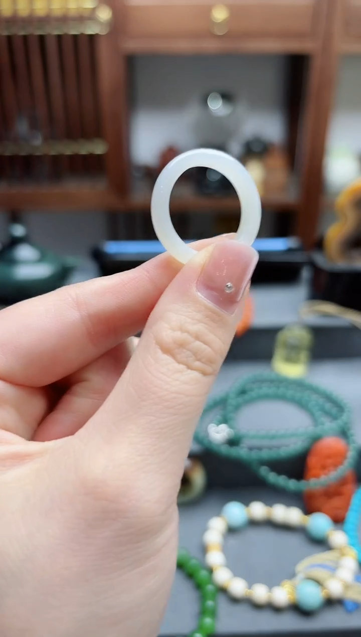 【闪购商品】和田玉指环未镶嵌白玉指环20-21号 BDD