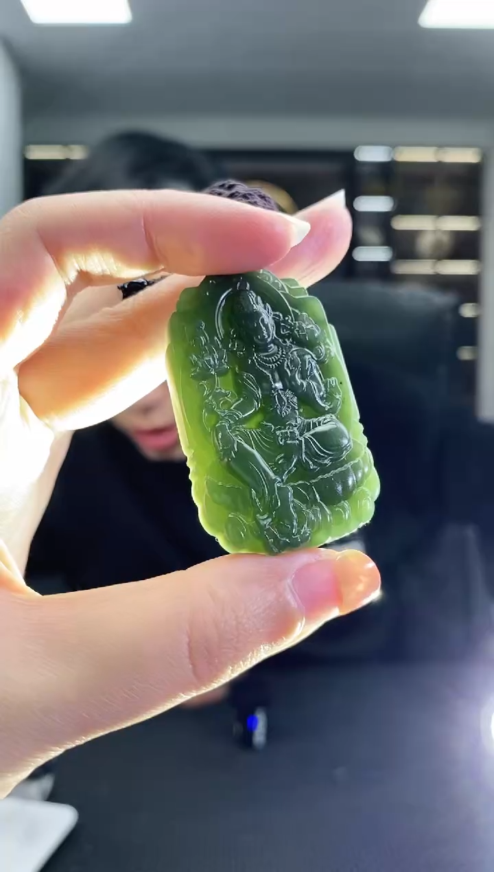 颈饰未镶嵌和田玉度母清货1