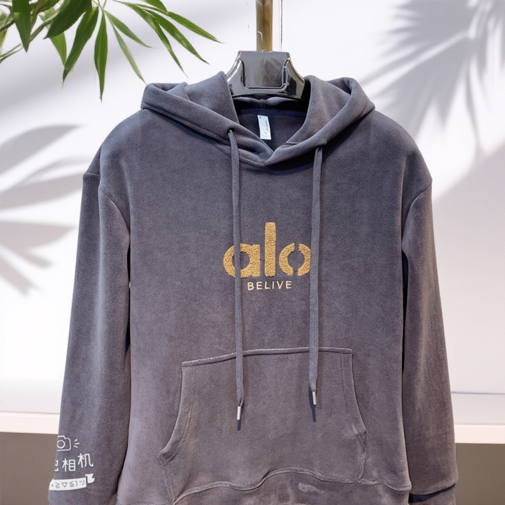 2025年新品奥粒绒连帽卫衣男士时尚休闲百搭加绒加厚秋冬上衣    