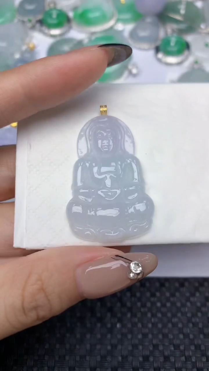 颈饰18K金镶嵌翡翠天然缅甸翡翠a货百元以上9元证书费自理