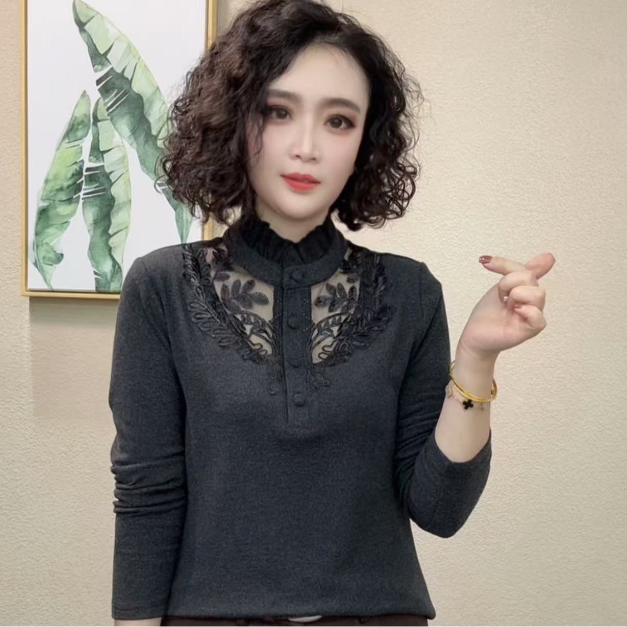 2025冬季新款减龄气质长袖女T恤显瘦上衣#966