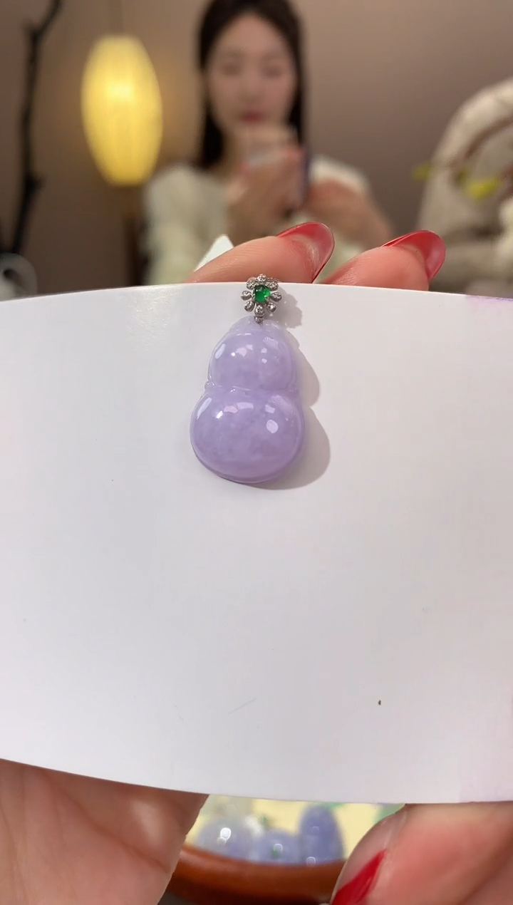 【闪购商品】翡翠颈饰18K金镶嵌天然缅甸a货翡翠