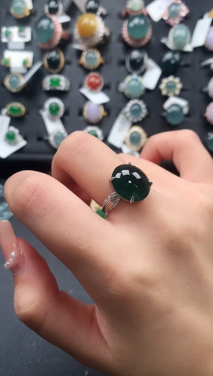 【闪购商品】翡翠戒指银S925镶嵌51241