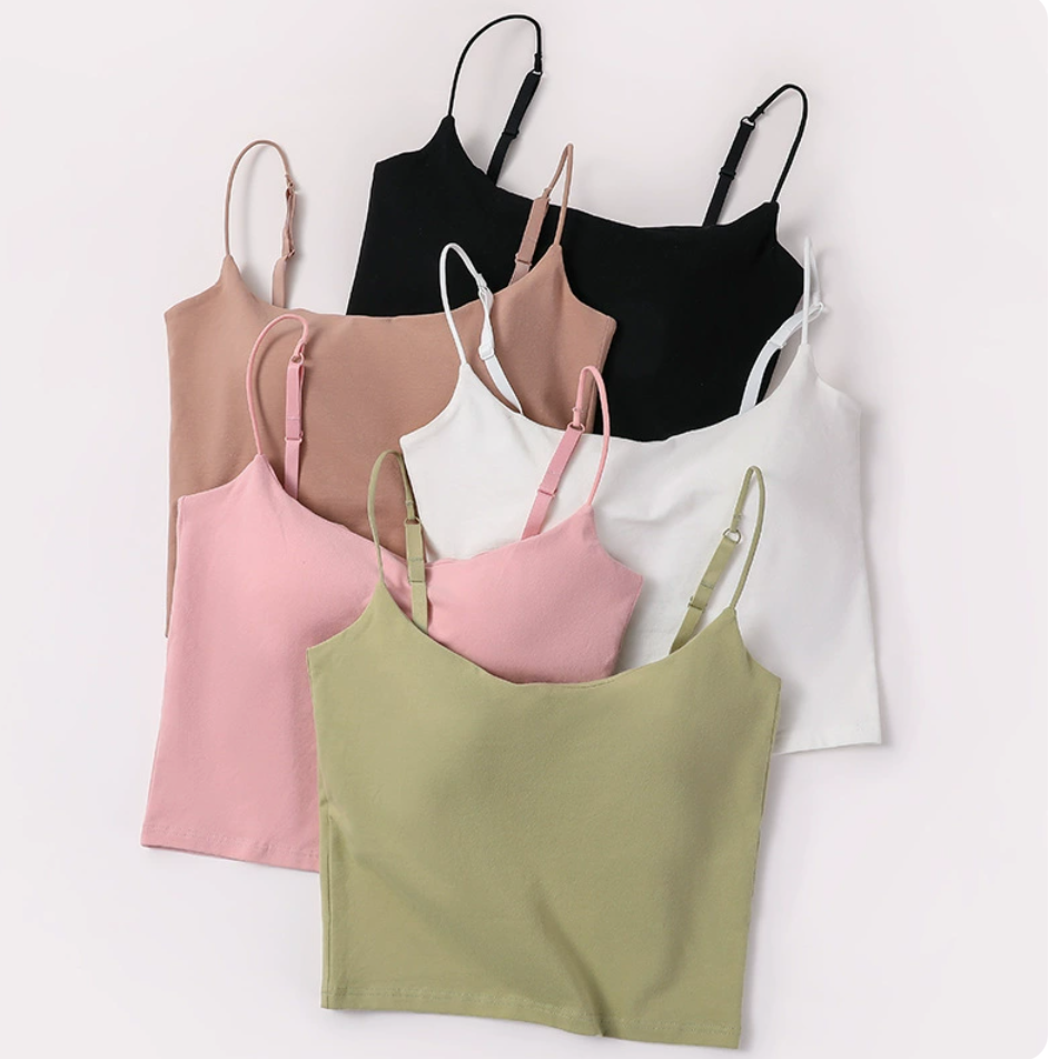 夏季新款美背内搭可外穿黑色带胸垫背心一体式固定打底吊带女
