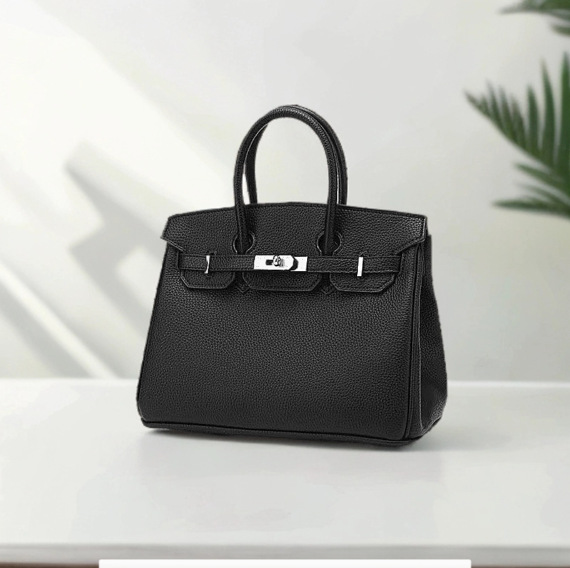 BK20黑色 银扣铂金包2025轻奢潮流新款时尚手提单肩斜挎女包