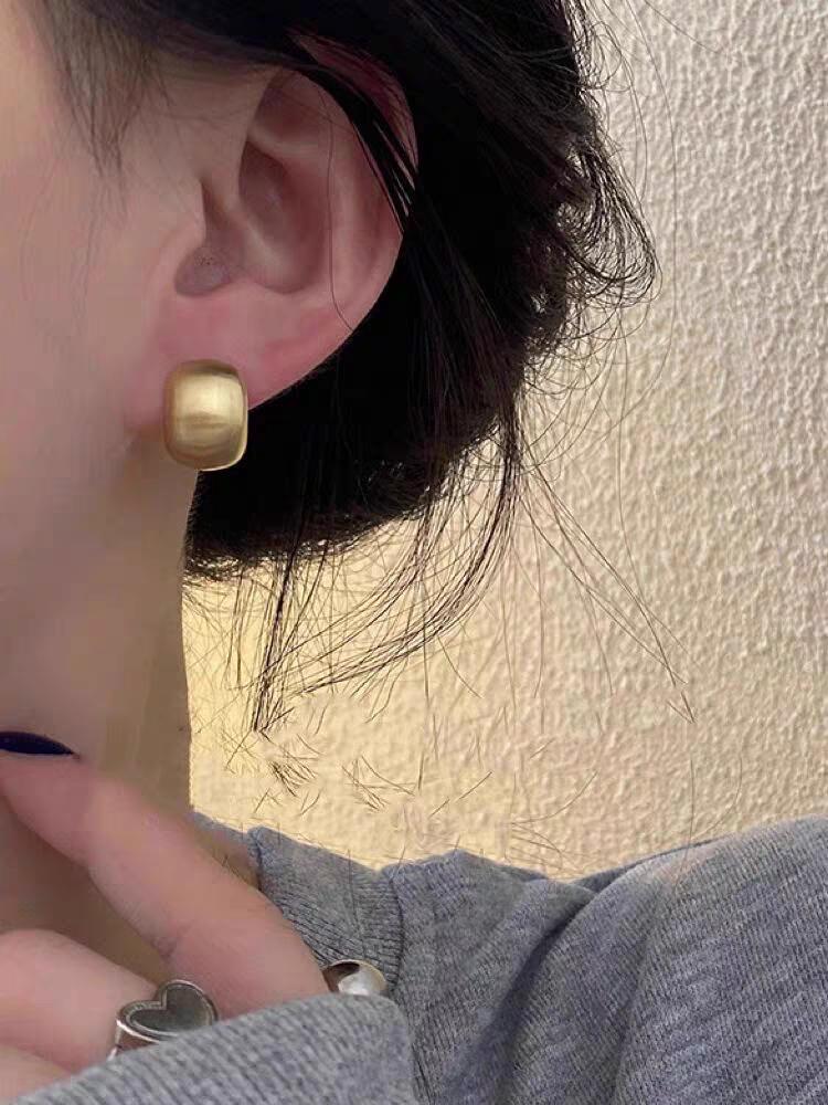 合金耳饰 2037百搭拉丝豆豆耳钉