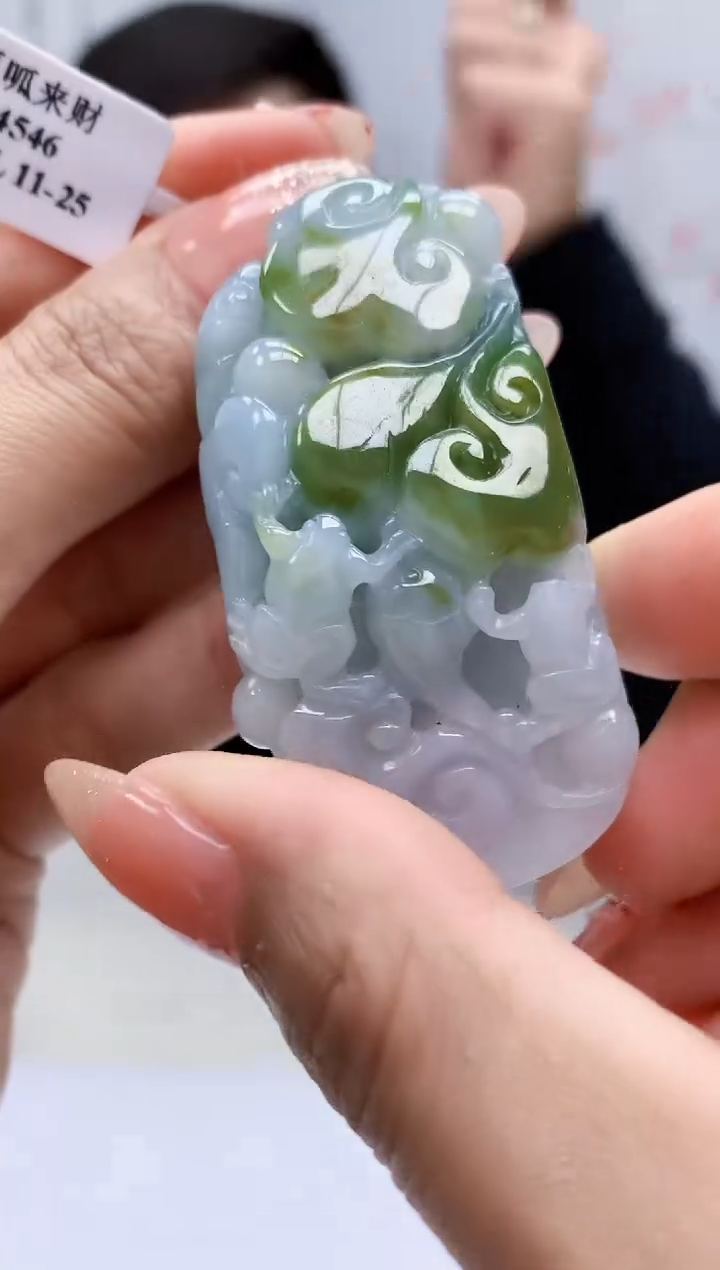 【闪购商品】定制翡翠未镶嵌5152MM-毛货挂件55