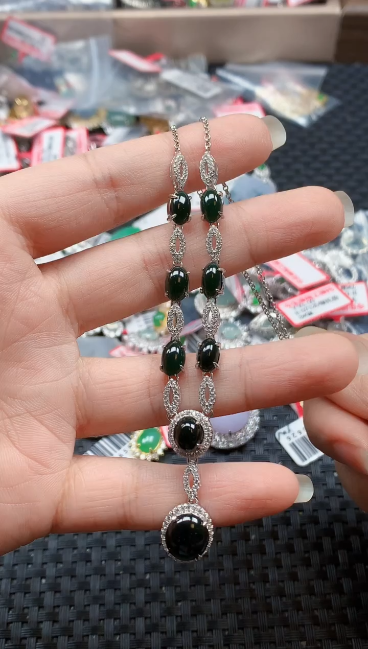 银S925镶嵌戒指翡翠天然A货缅甸翡翠