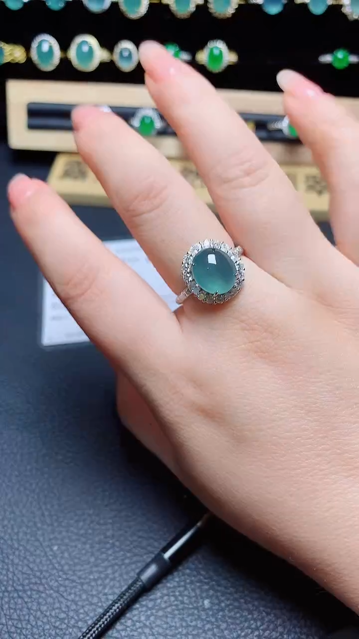 翡翠戒指银S925镶嵌天然翡翠A货s925银镶