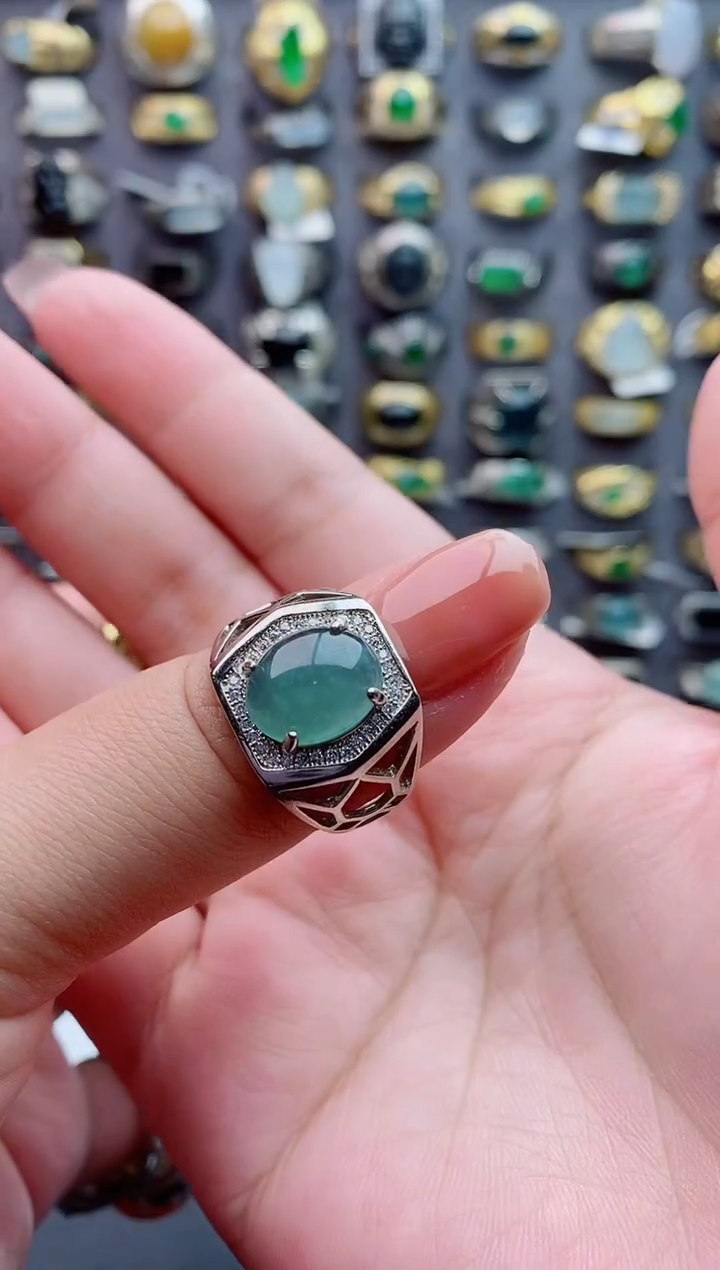 未镶嵌戒指翡翠天然翡翠男戒