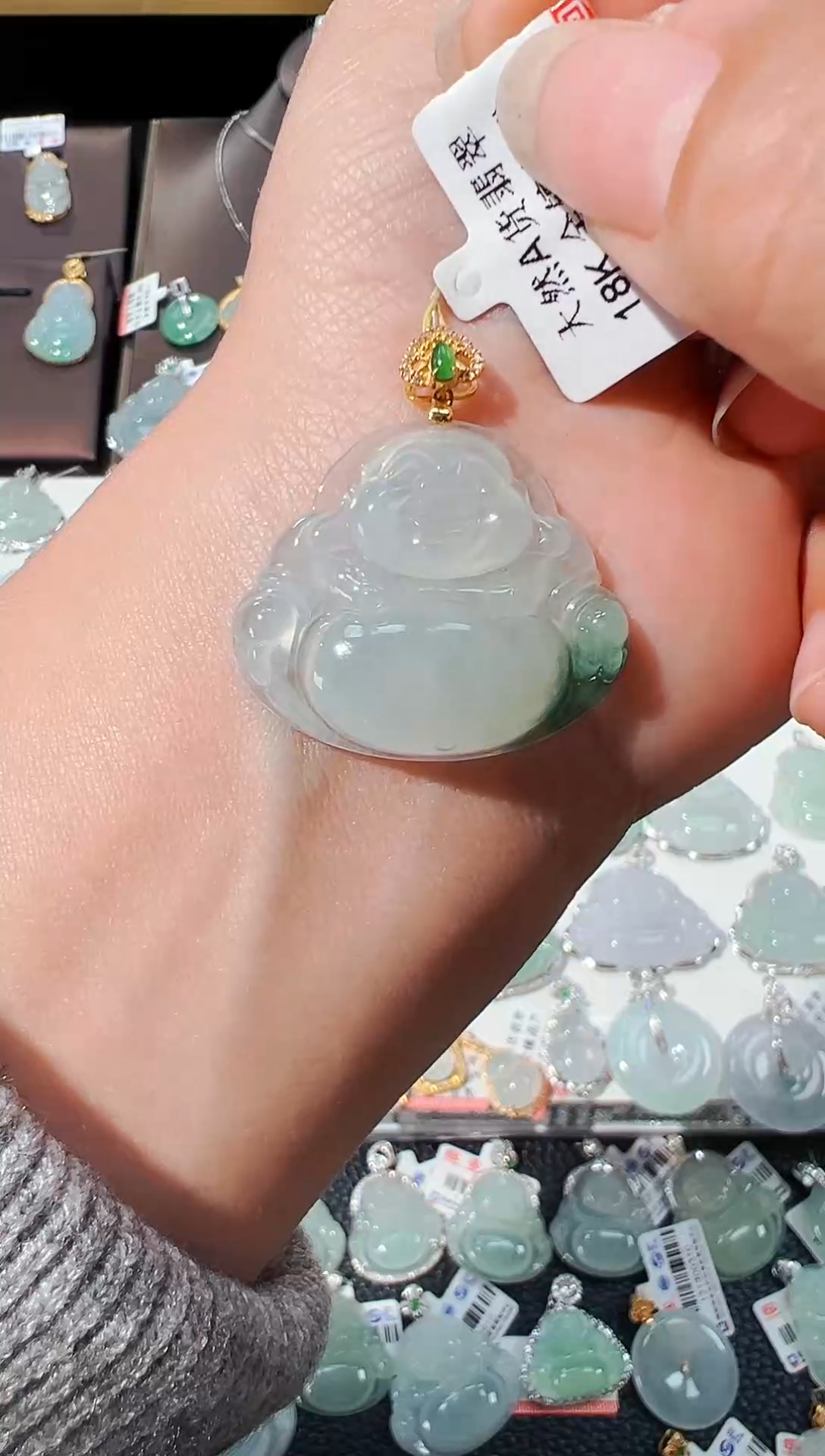 【闪购商品】翡翠吊坠(不含链)18K金镶嵌佛公吊坠356