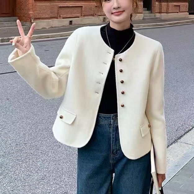  [ W i F i ]0508小香风短款双面羊绒气质高级感毛呢外套