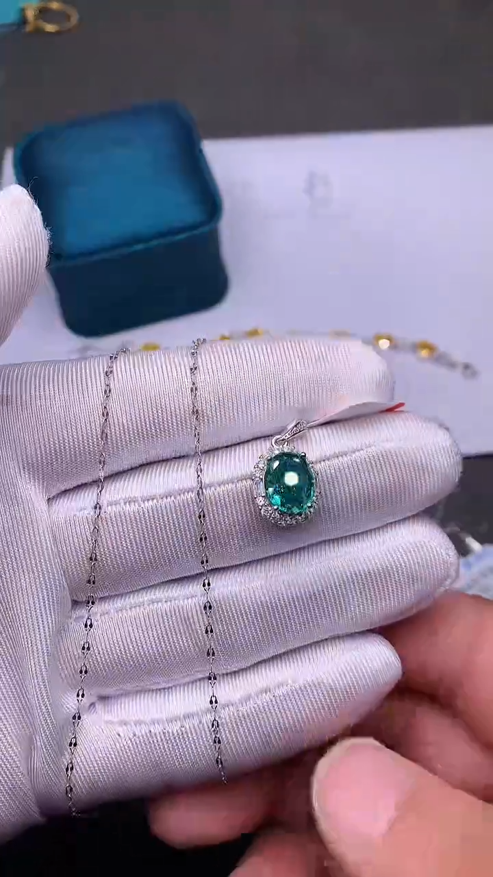 【闪购商品】帕拉依巴碧玺颈饰银S925镶嵌········