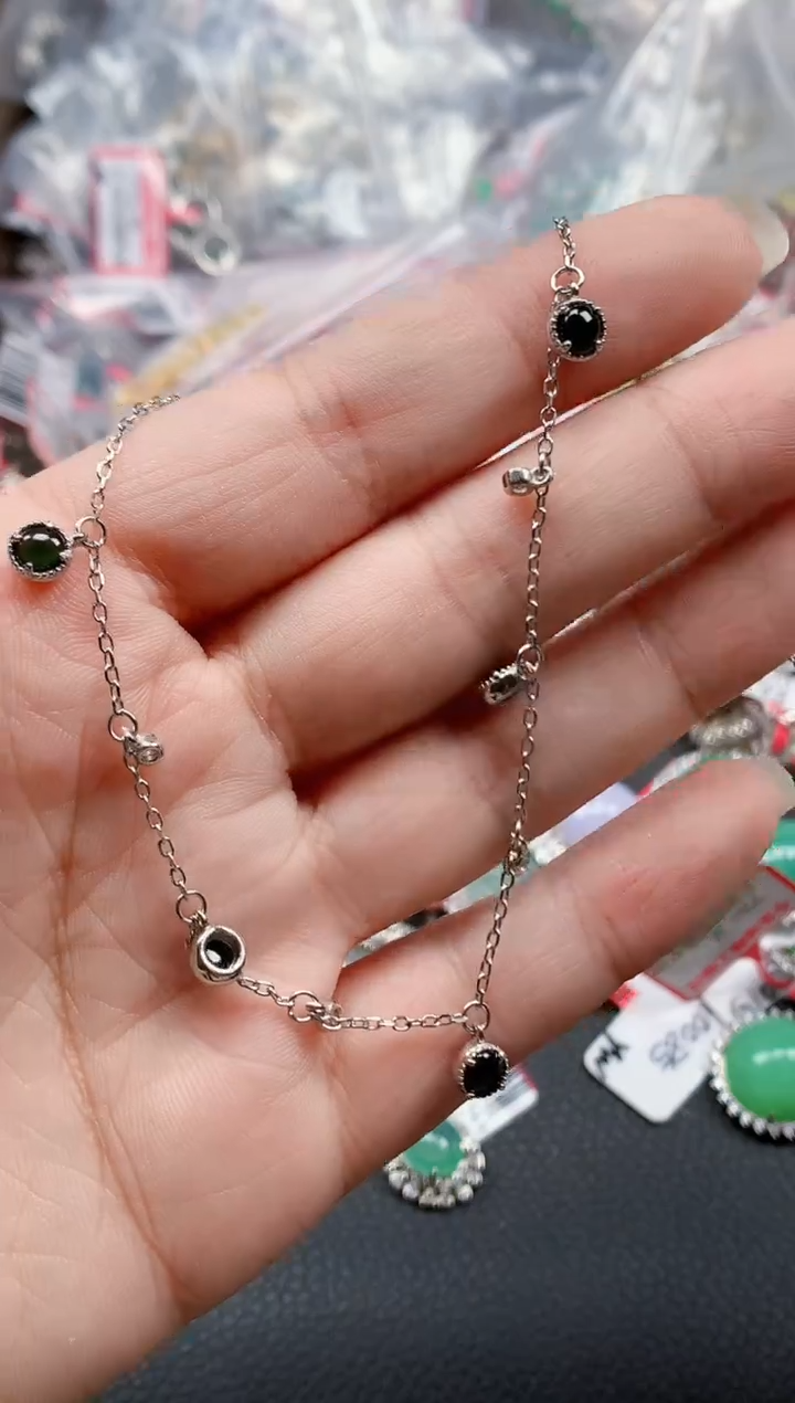 银S925镶嵌戒指翡翠天然A货缅甸翡翠