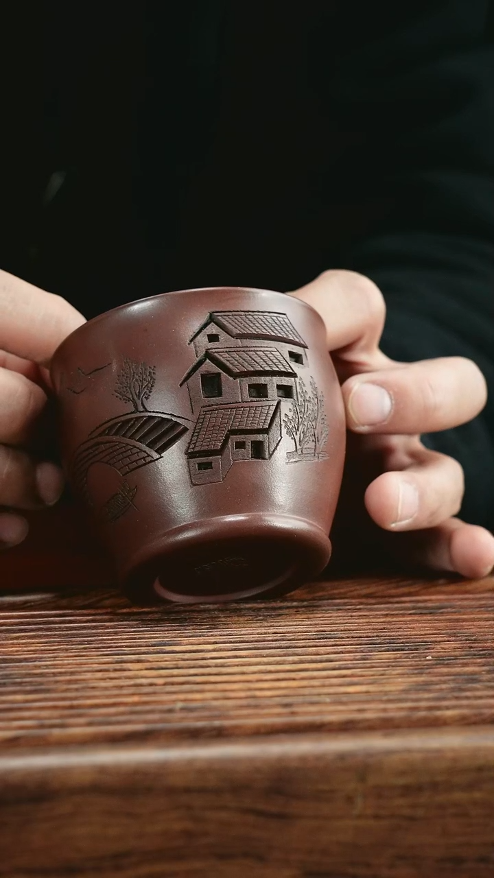 【闪购商品】紫砂茶杯紫泥江南水乡