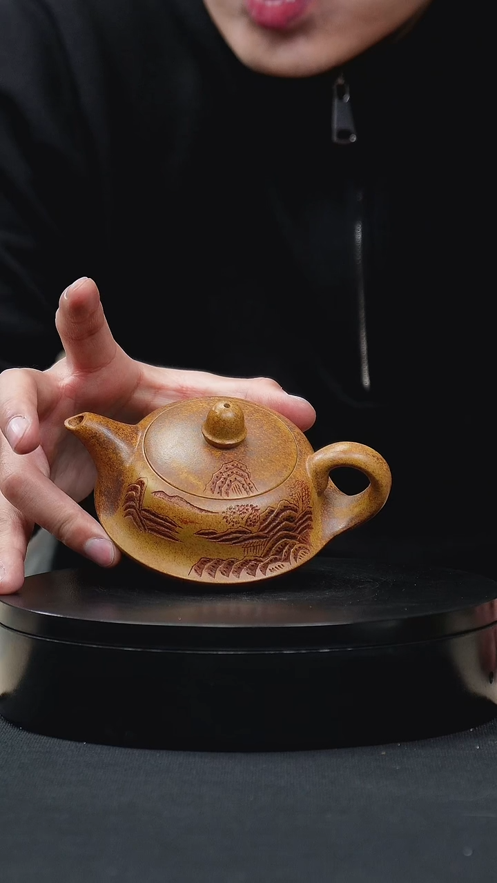 【闪购商品】紫砂茶壶056龙骨金砂观海听涛手工紫砂壶