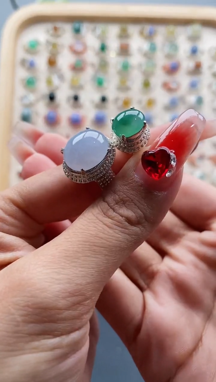 【闪购商品】翡翠戒指未镶嵌天然缅甸A货翡翠555 1+5