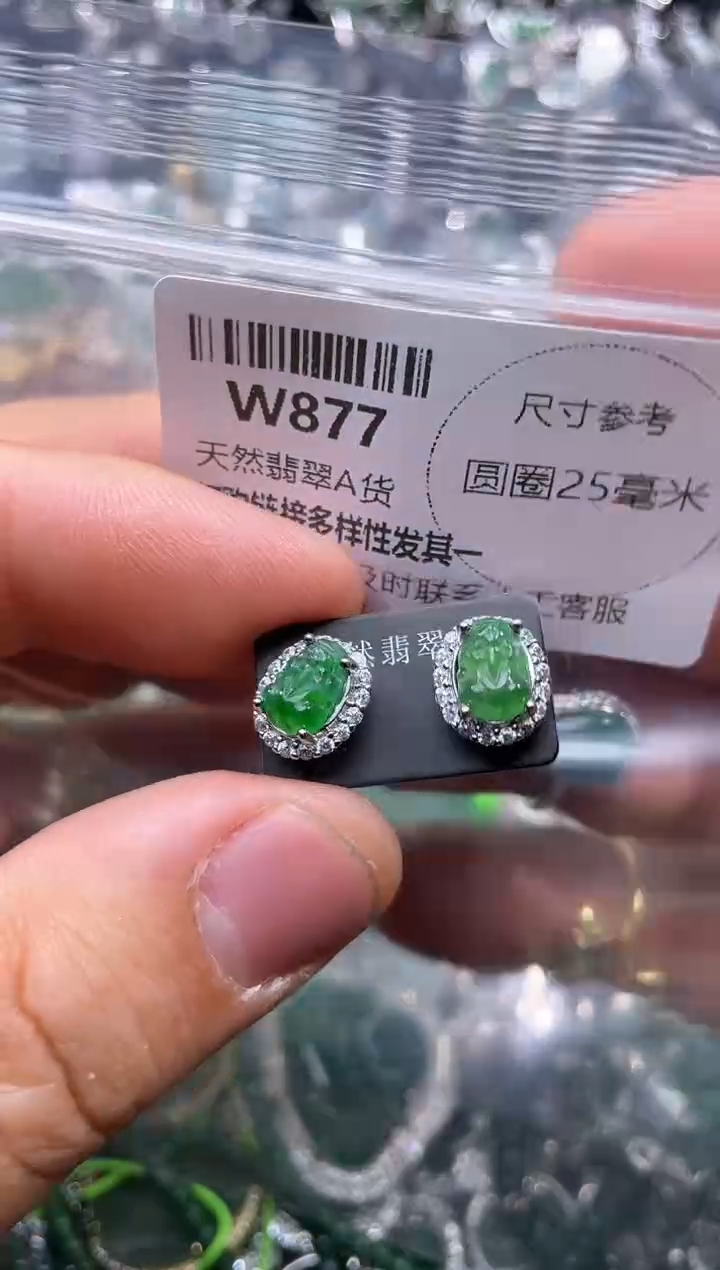 【闪购商品】翡翠颈饰未镶嵌W877耳钉