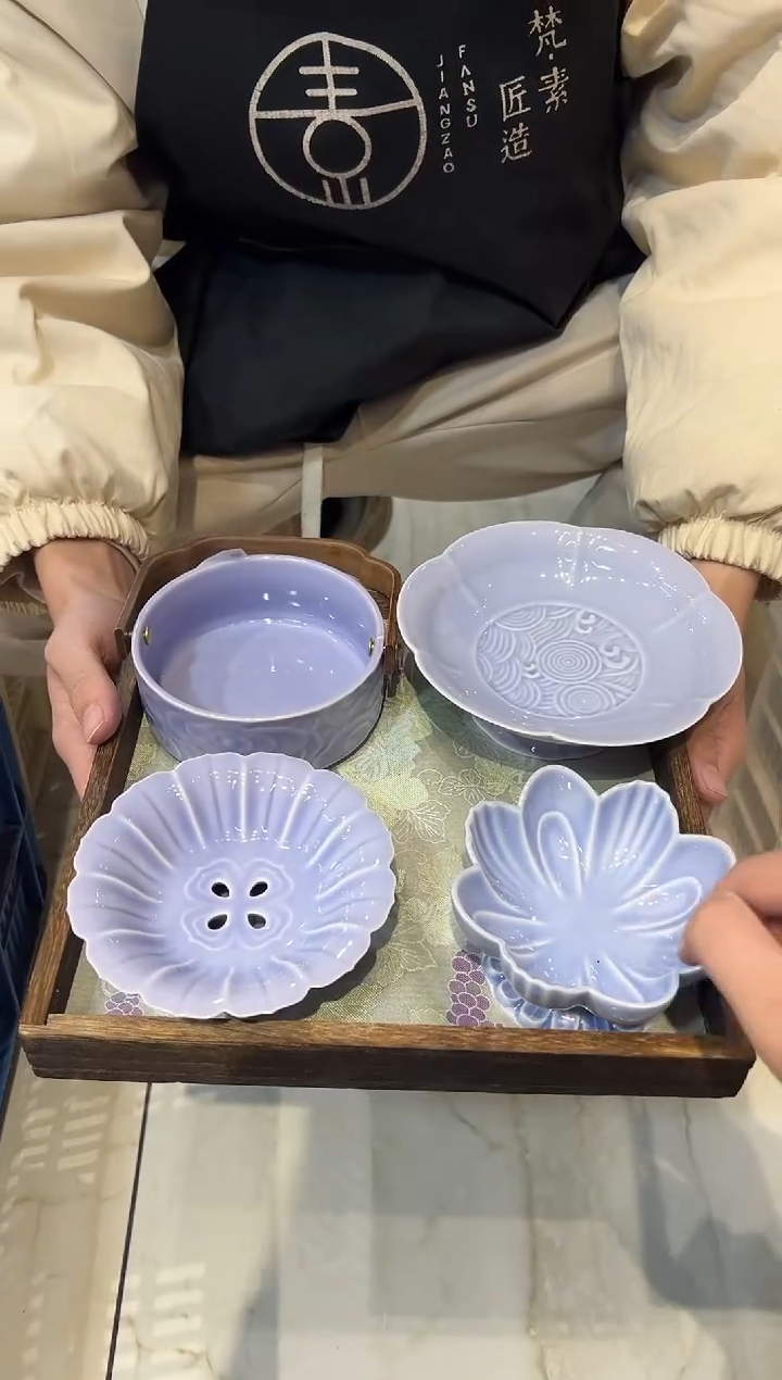 瓷片瓷微瑕商品 介意勿拍 带托盘布垫