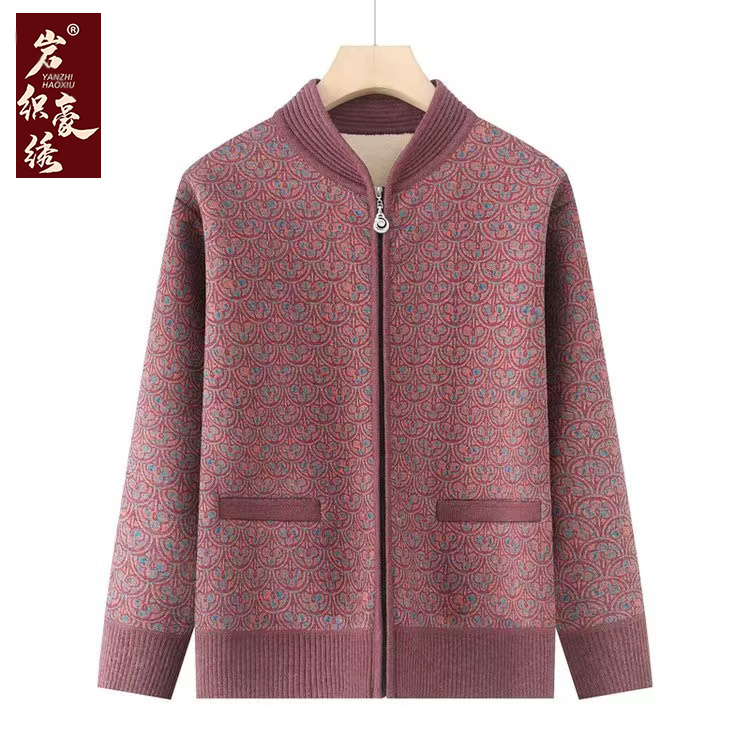 蒙-妈妈装加绒洋气外套鱼鳞花MY49