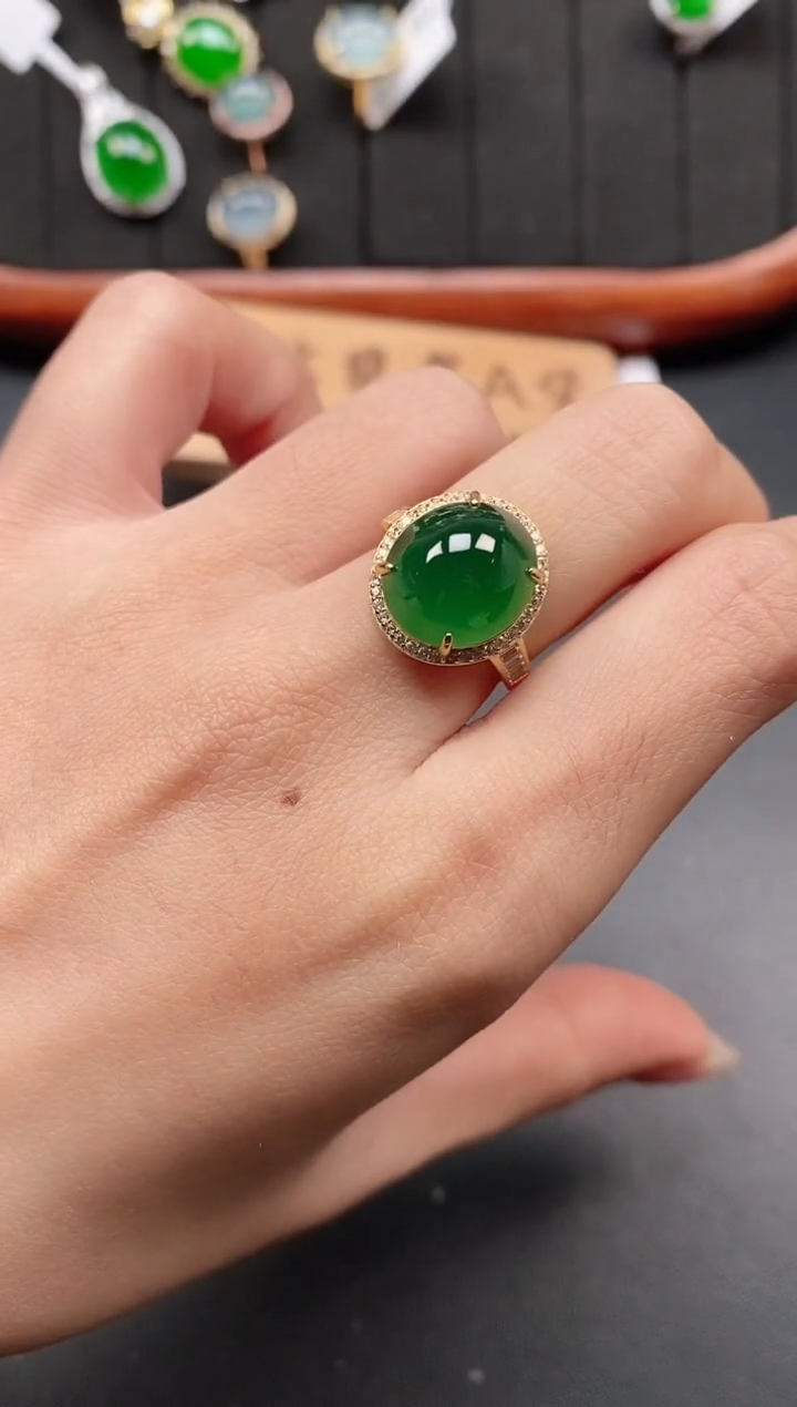 银S925镶嵌戒指翡翠11