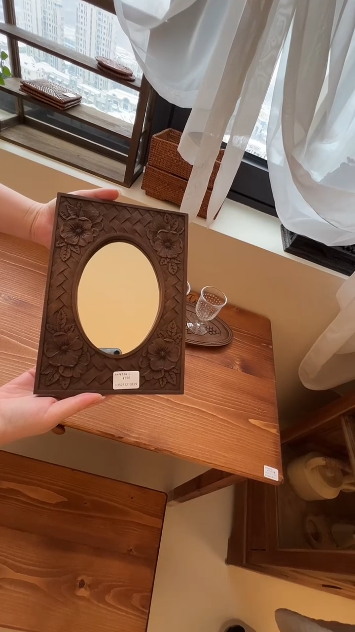茶道摆件0000木雕镜子0829