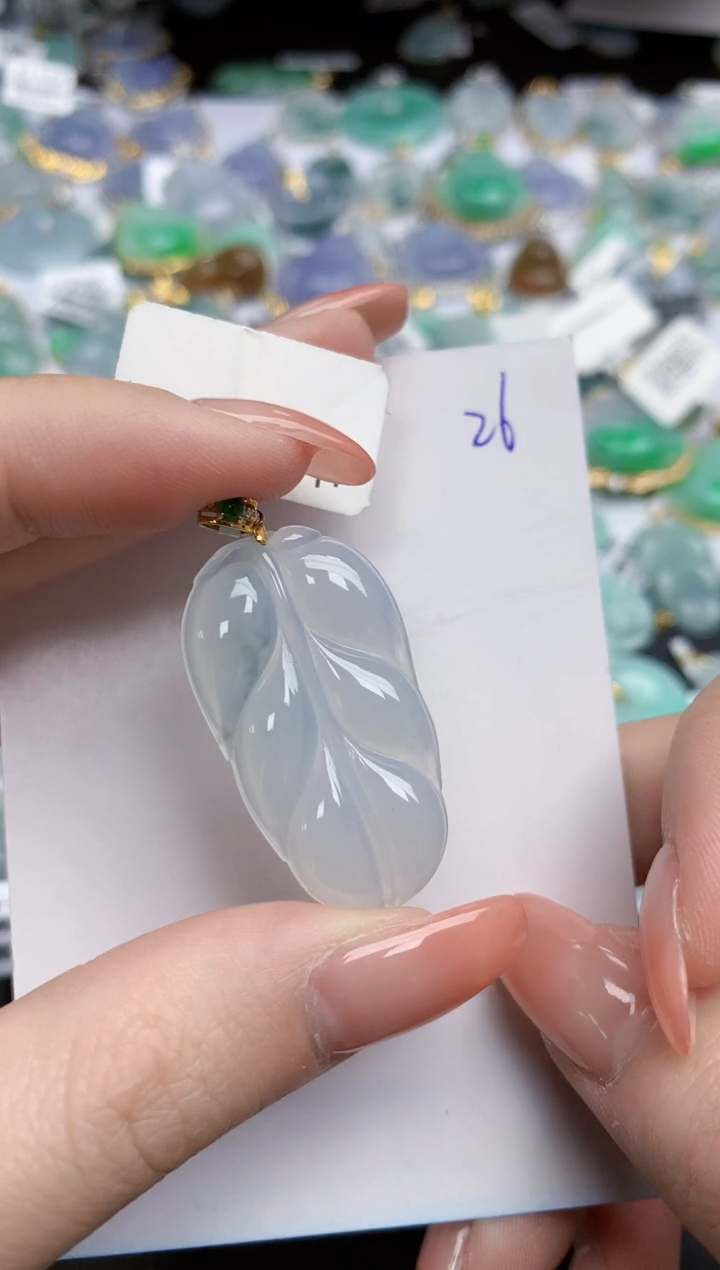 【闪购商品】翡翠颈饰18K金镶嵌天然缅甸翡翠A货