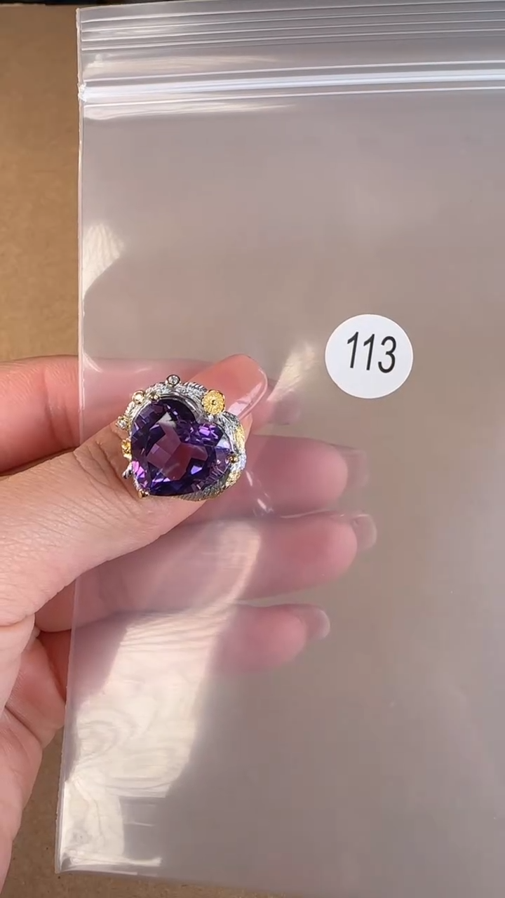 【闪购商品】紫晶珠宝半成品未镶嵌原矿无优化无裂戒指