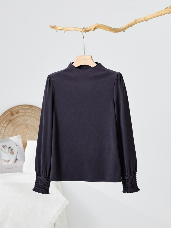 高弗/GAOFU 【断码清】【天丝羊毛混纺】泡泡袖薄绒打底衫女A9696