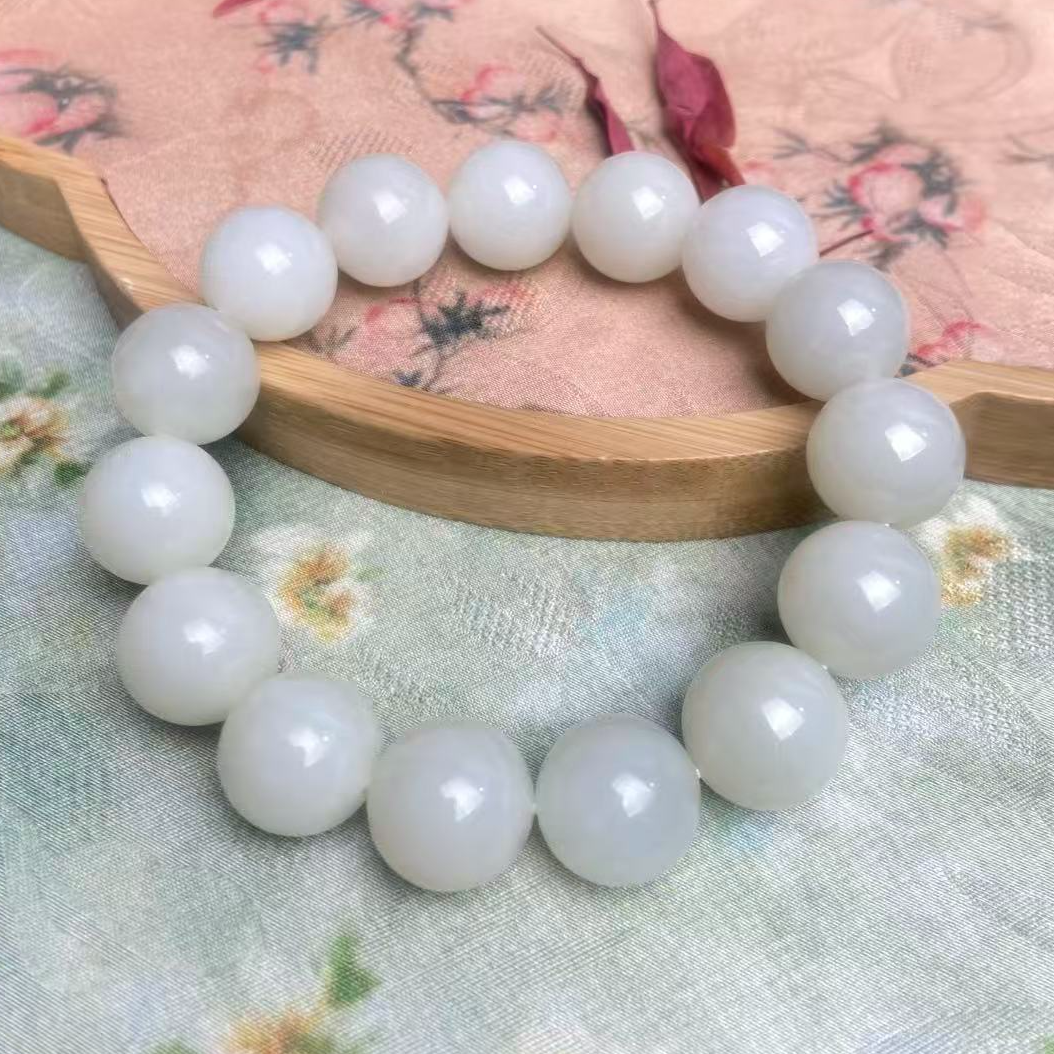 白玉圆珠单圈手串S053
